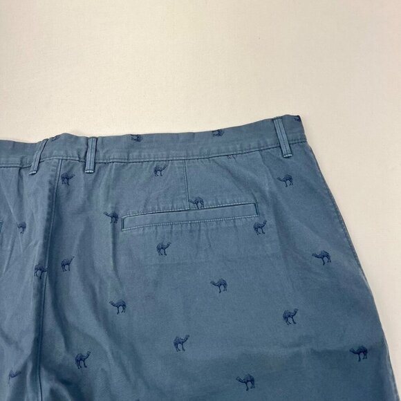 Merona Men’s Camel Print Khaki Shorts Blue Size 42 Waist Belt Loops - Picture 7 of 9